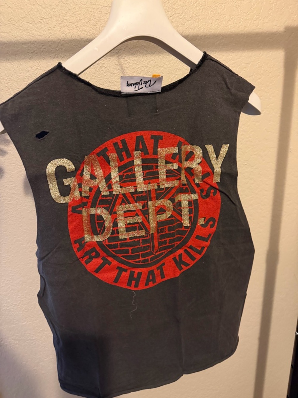 Authentic Gallery Dept Black Graphic T-Shirt with White Print